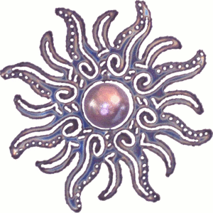spinning sun~sculptured~sunburst~glass marble center